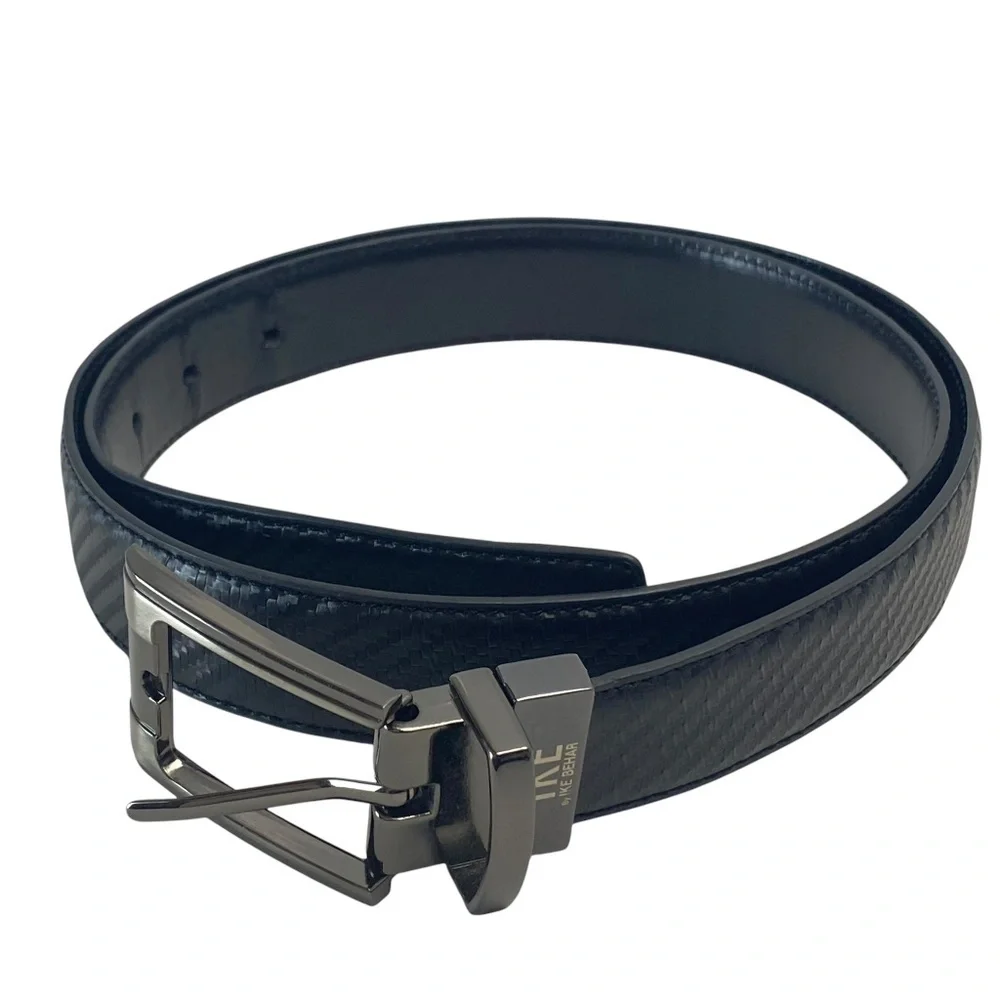 IKE BEHAR Leather Reversible Belt Textured Dressy in Black Size 36